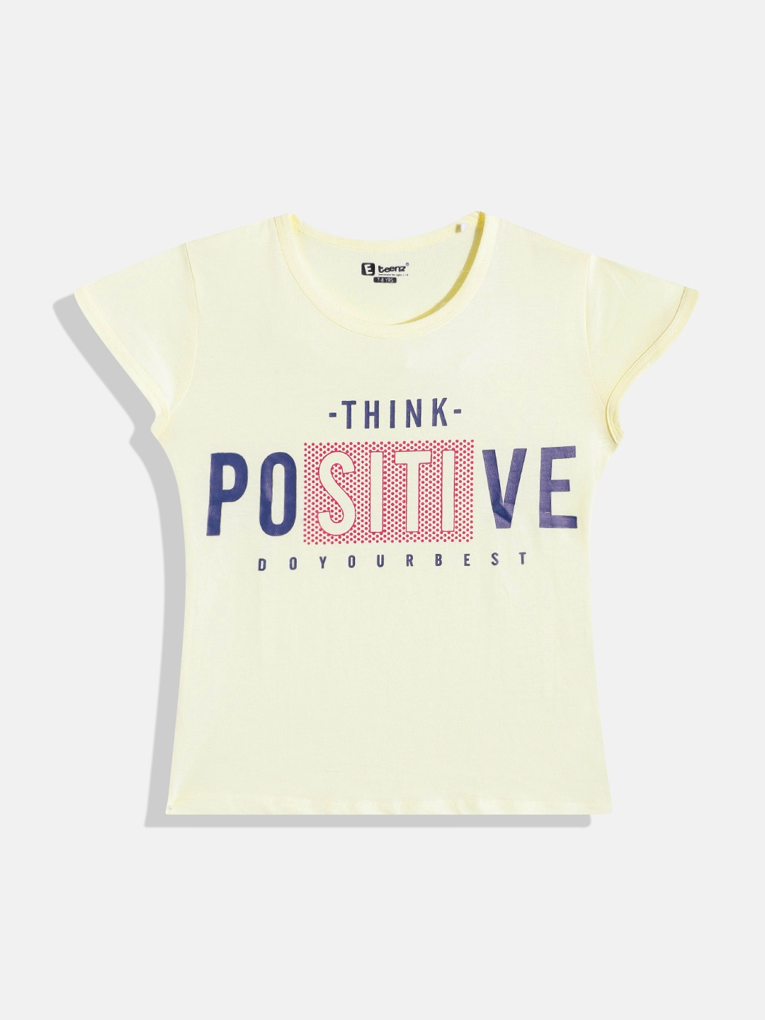 

Eteenz Girls Premium Cotton Typography Printed T-shirt, Yellow