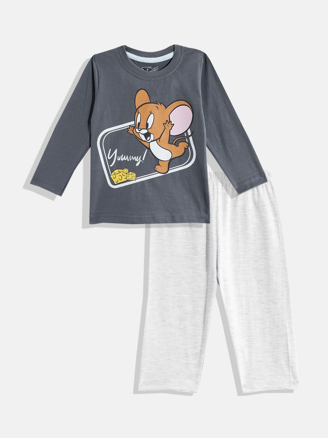 

Eteenz Infant Boys Premium Cotton Jerry Printed T-shirt With Trousers, Grey