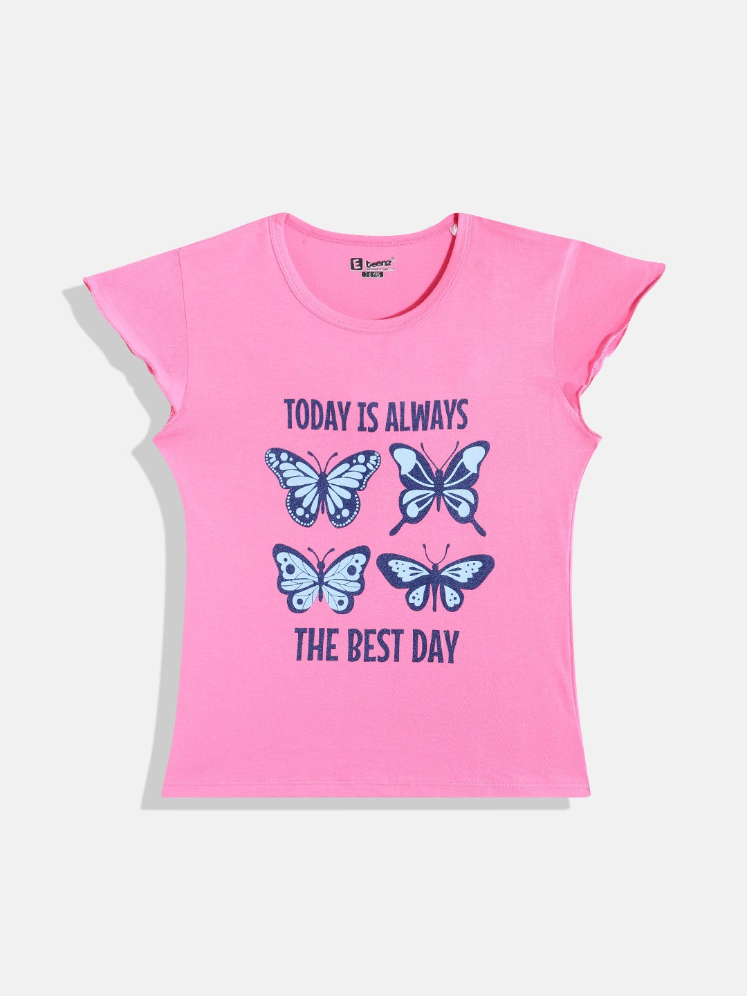 

Eteenz Girls Premium Cotton Typography & Graphic Printed T-shirt, Pink