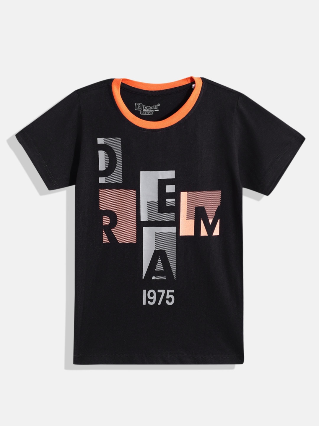 

Eteenz Boys Typography Printed Premium Cotton Round-Neck T-shirt, Black