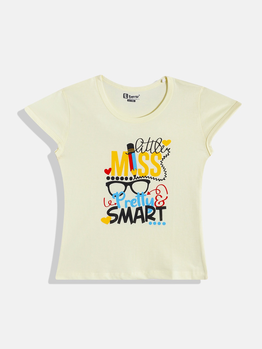 Eteenz Girls Premium Cotton Typography Printed T-shirt, Yellow