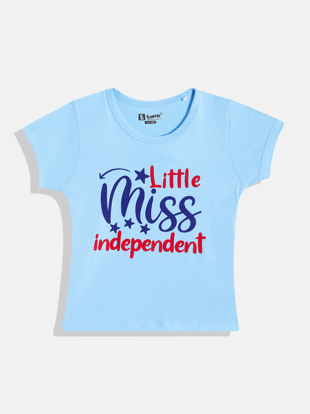 

Eteenz Girls Premium Cotton Typography Printed T-shirt, Blue