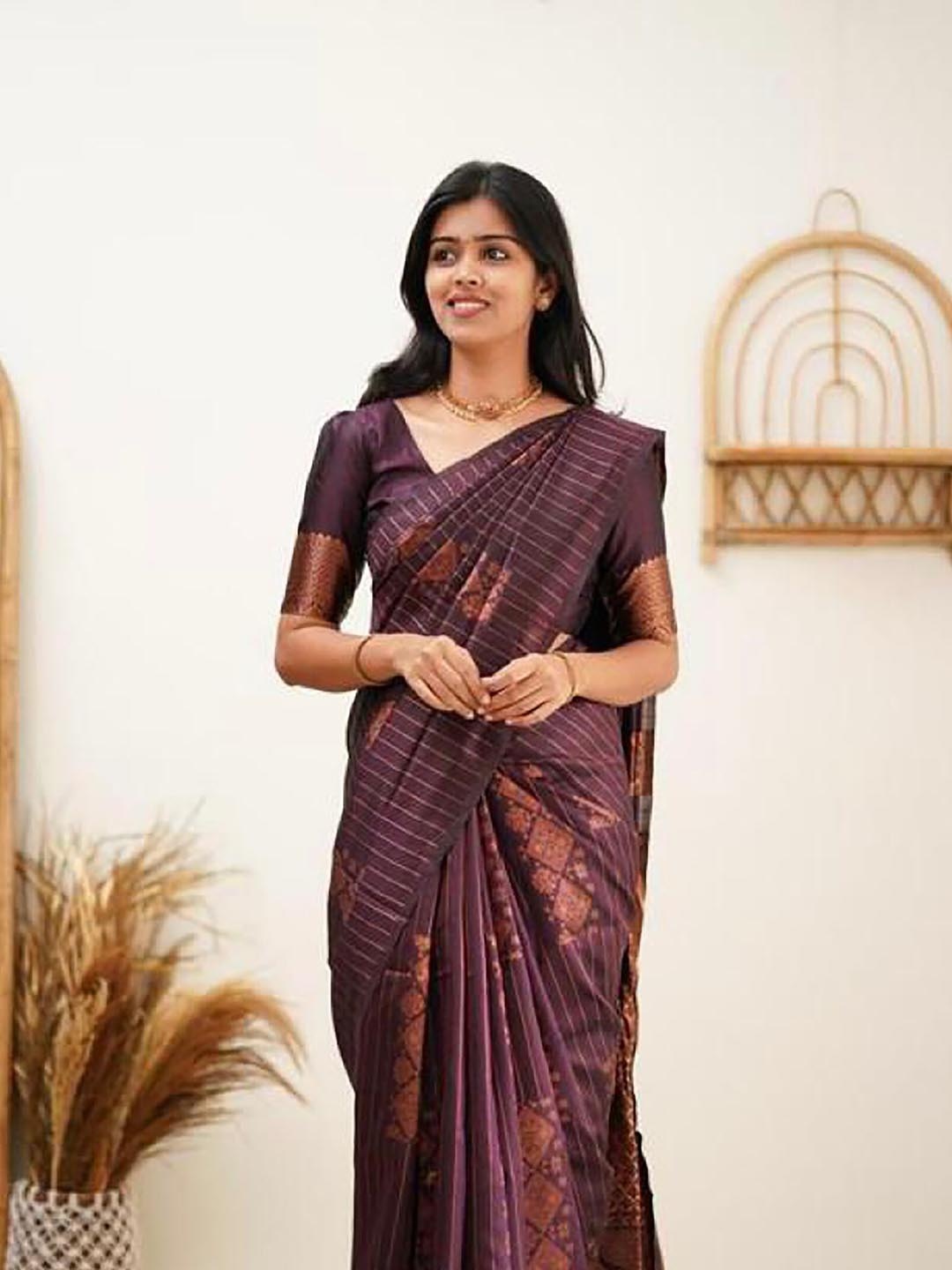 

Aldwych Ethnic Motifs Woven Design Designer Banarasi Saree, Purple