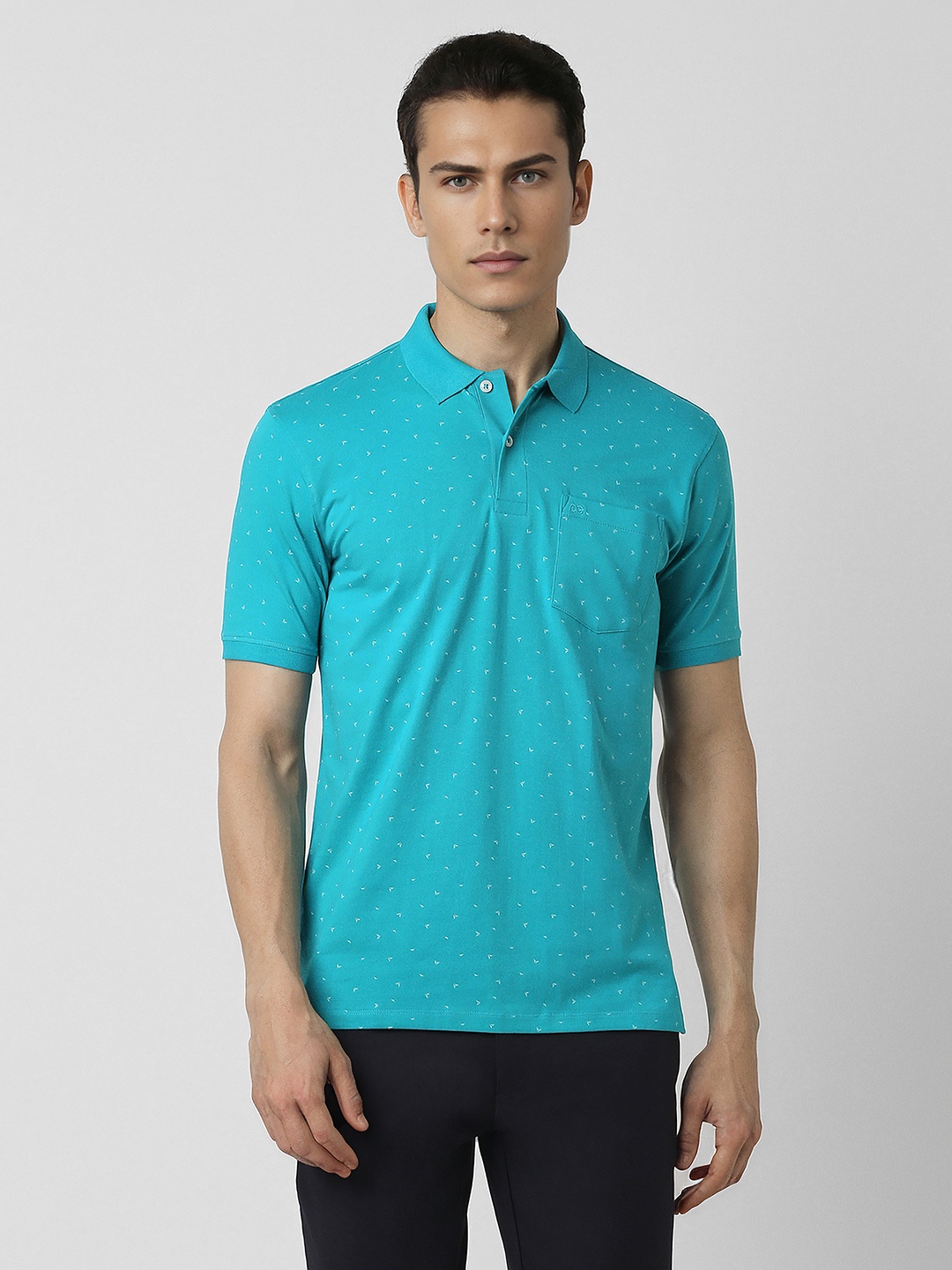 

Peter England Polo Collar Printed Cotton T-shirt, Blue