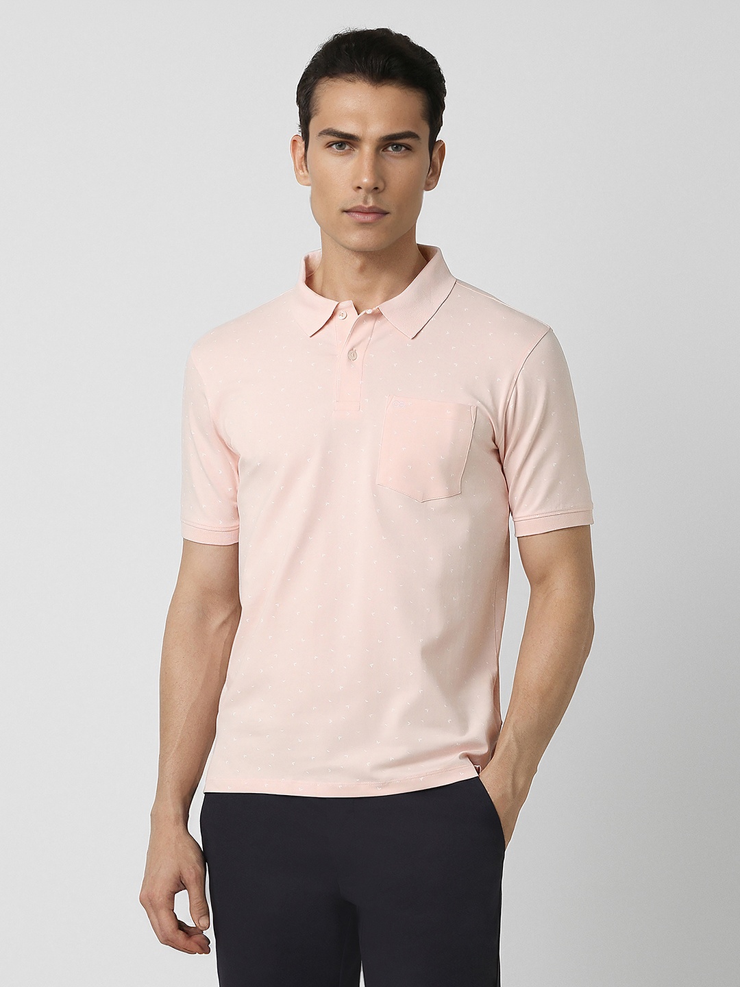 

Peter England Polo Collar Short Sleeves Cotton T-shirt, Pink