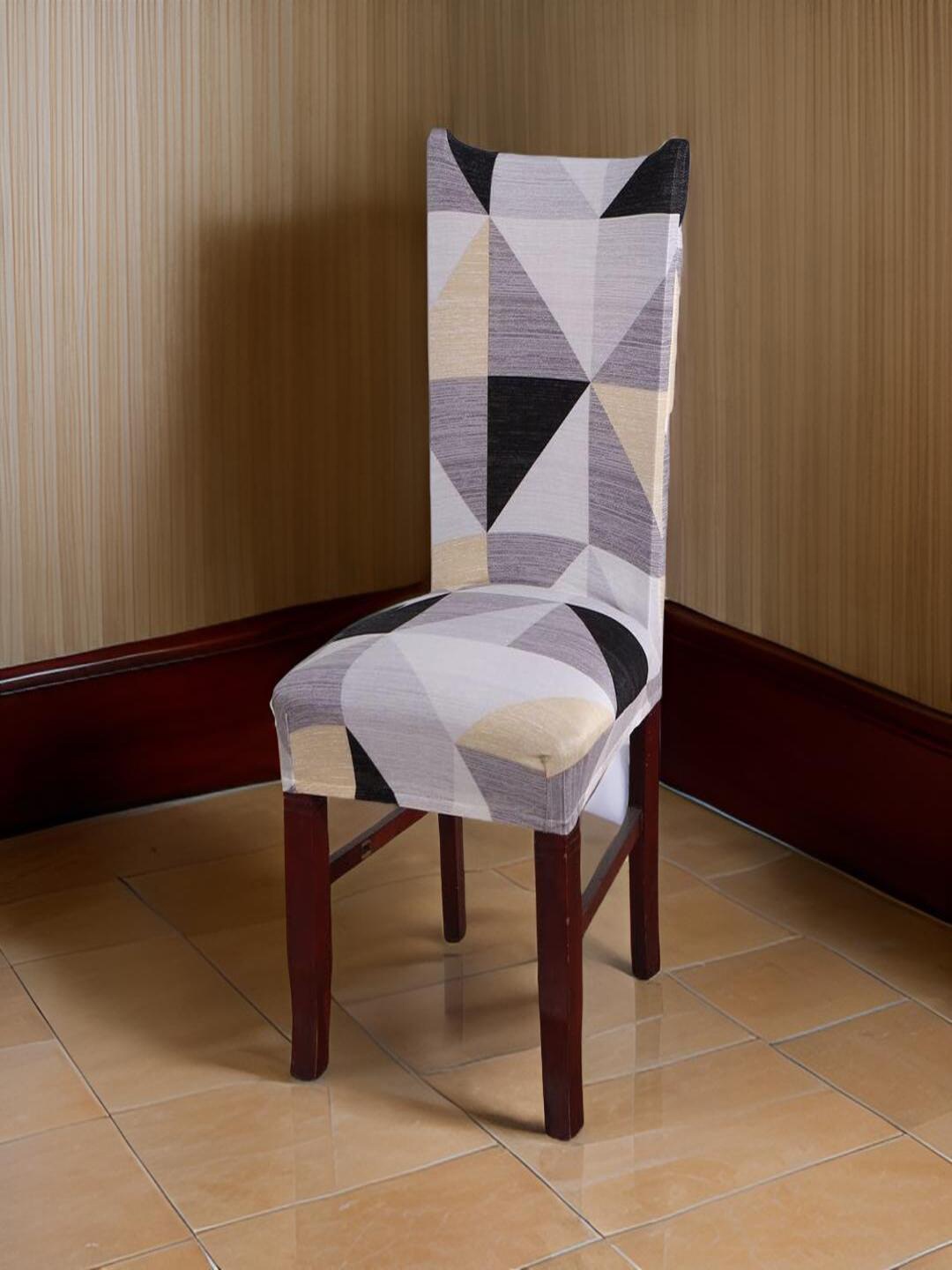 

CASA-NEST Grey & Black Geometric Printed Chair Cover