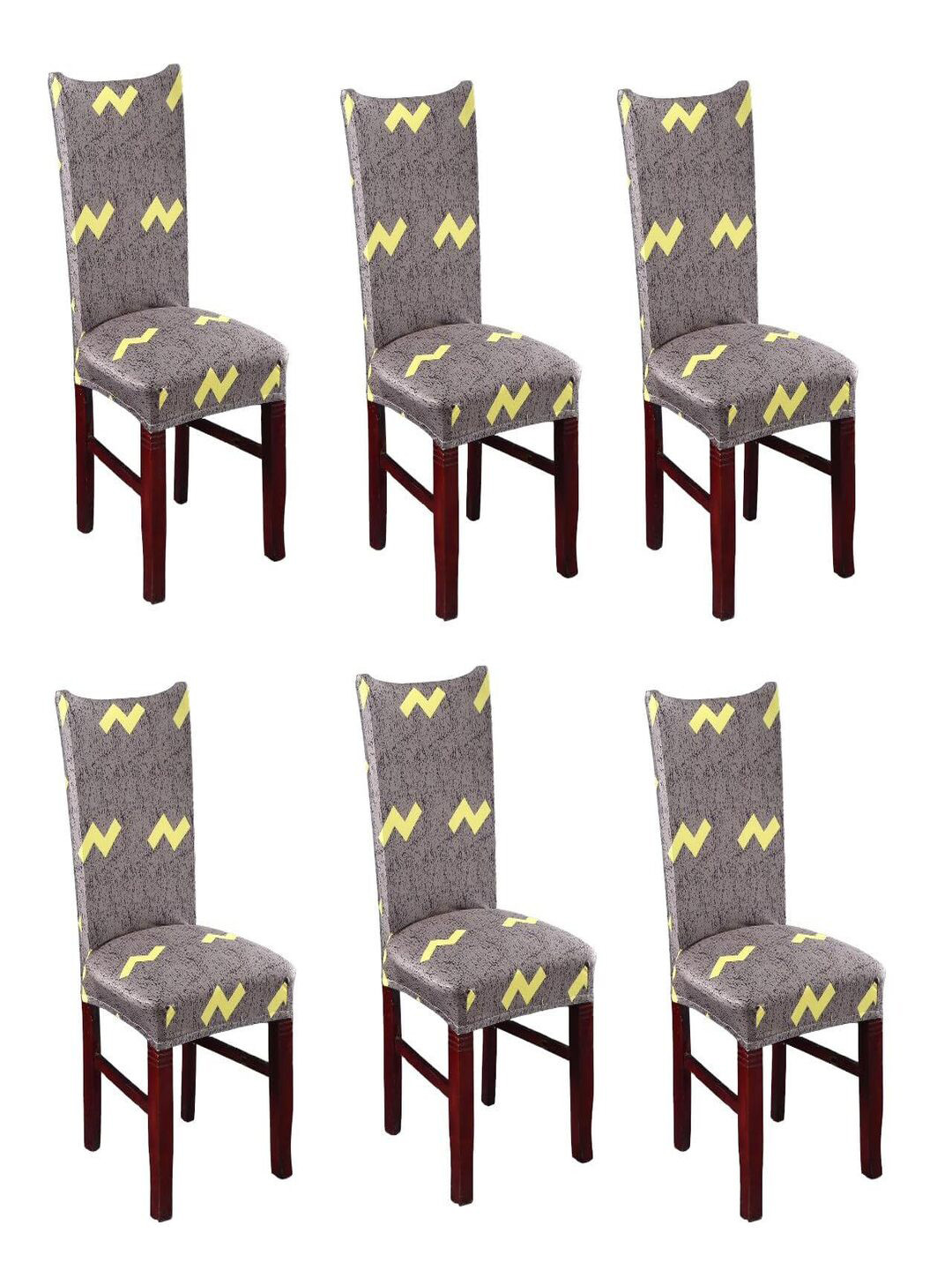

CASA-NEST Grey & Yellow Printed Chair Covers