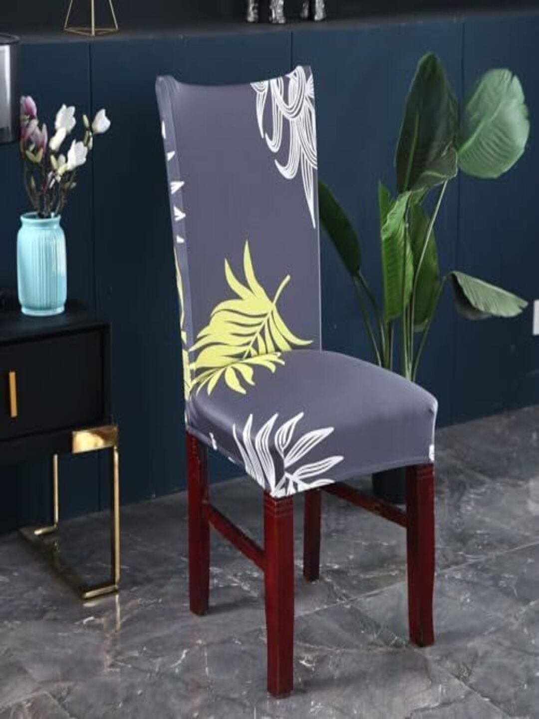 

CASA-NEST Grey & White Printed Chair Covers