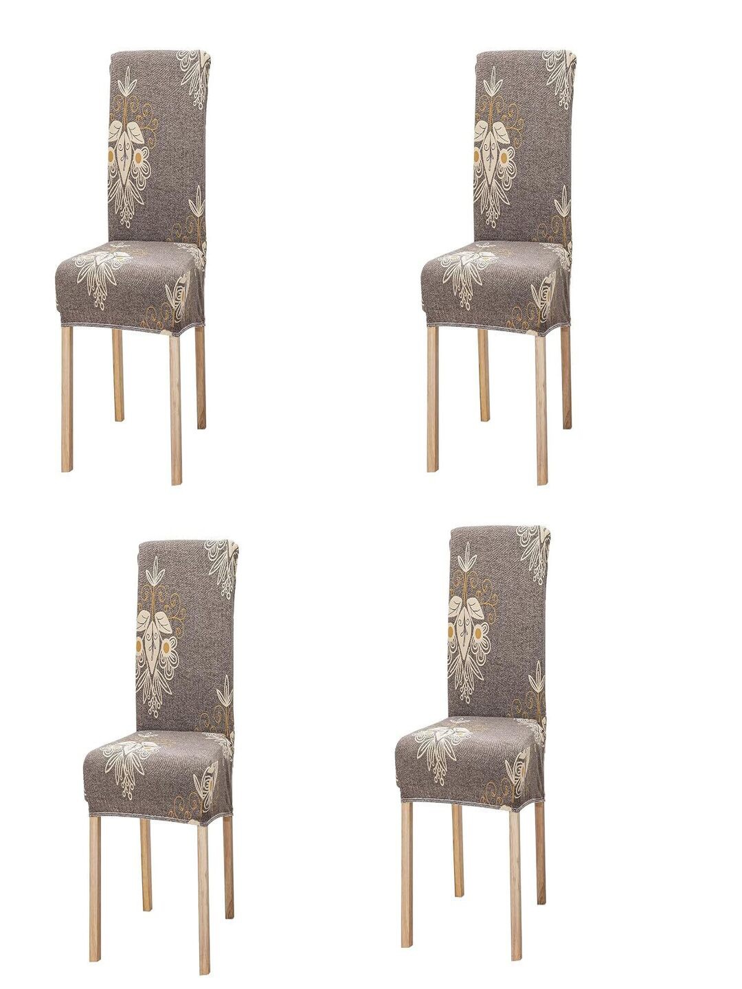 

CASA-NEST Grey & Beige Floral Printed Chair Cover