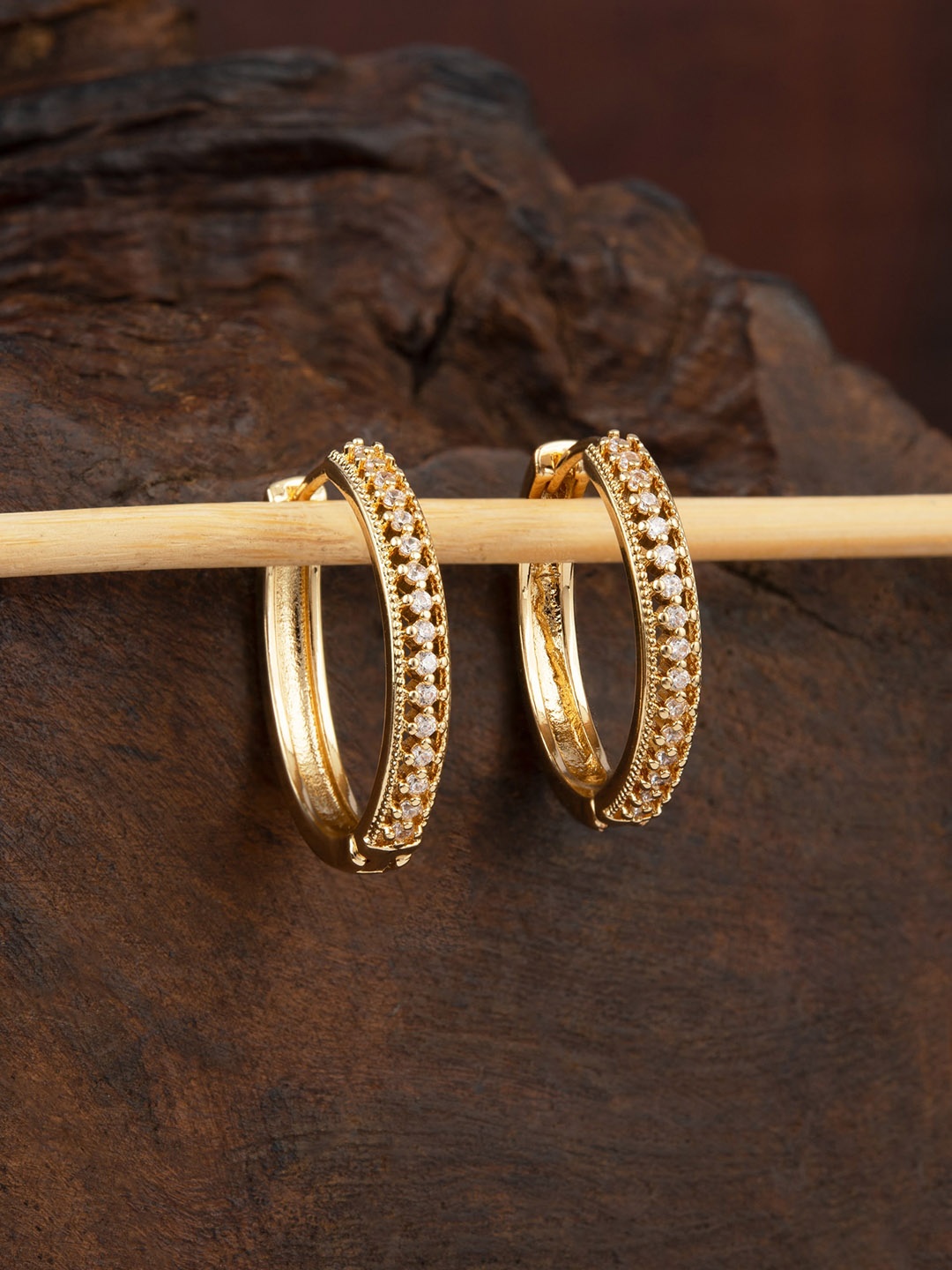 

E2O Gold-Plated Studded Hoop Earrings