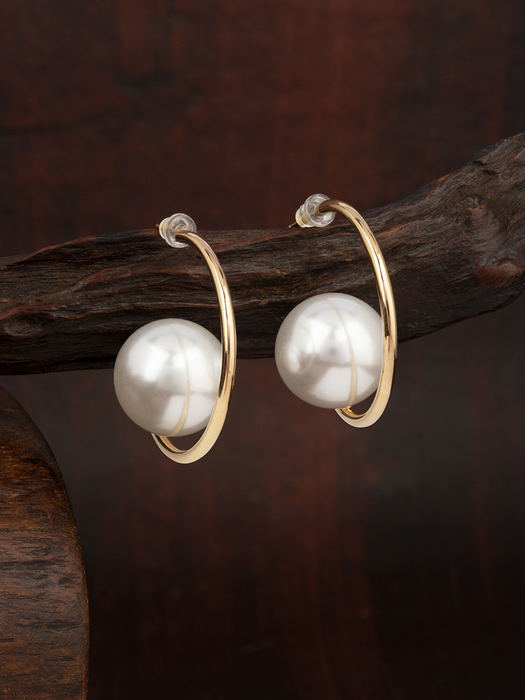 

E2O Gold-Plated Beaded Circular Half Hoop Earrings