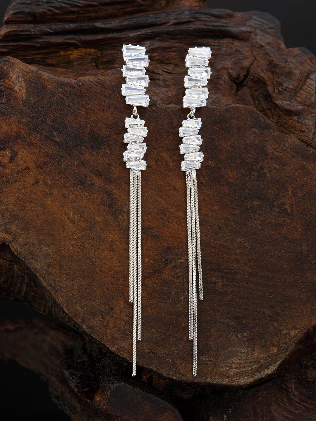 

E2O Silver-Plated Contemporary Drop Earrings