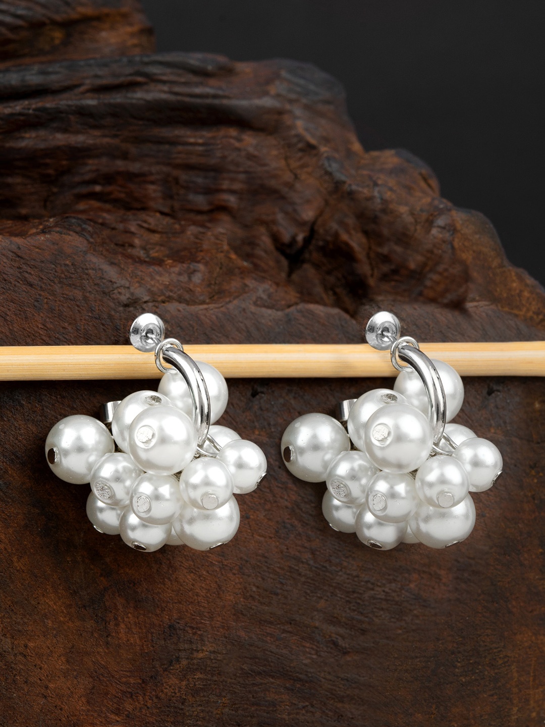 

E2O Silver-Plated Beaded Hoop Earrings