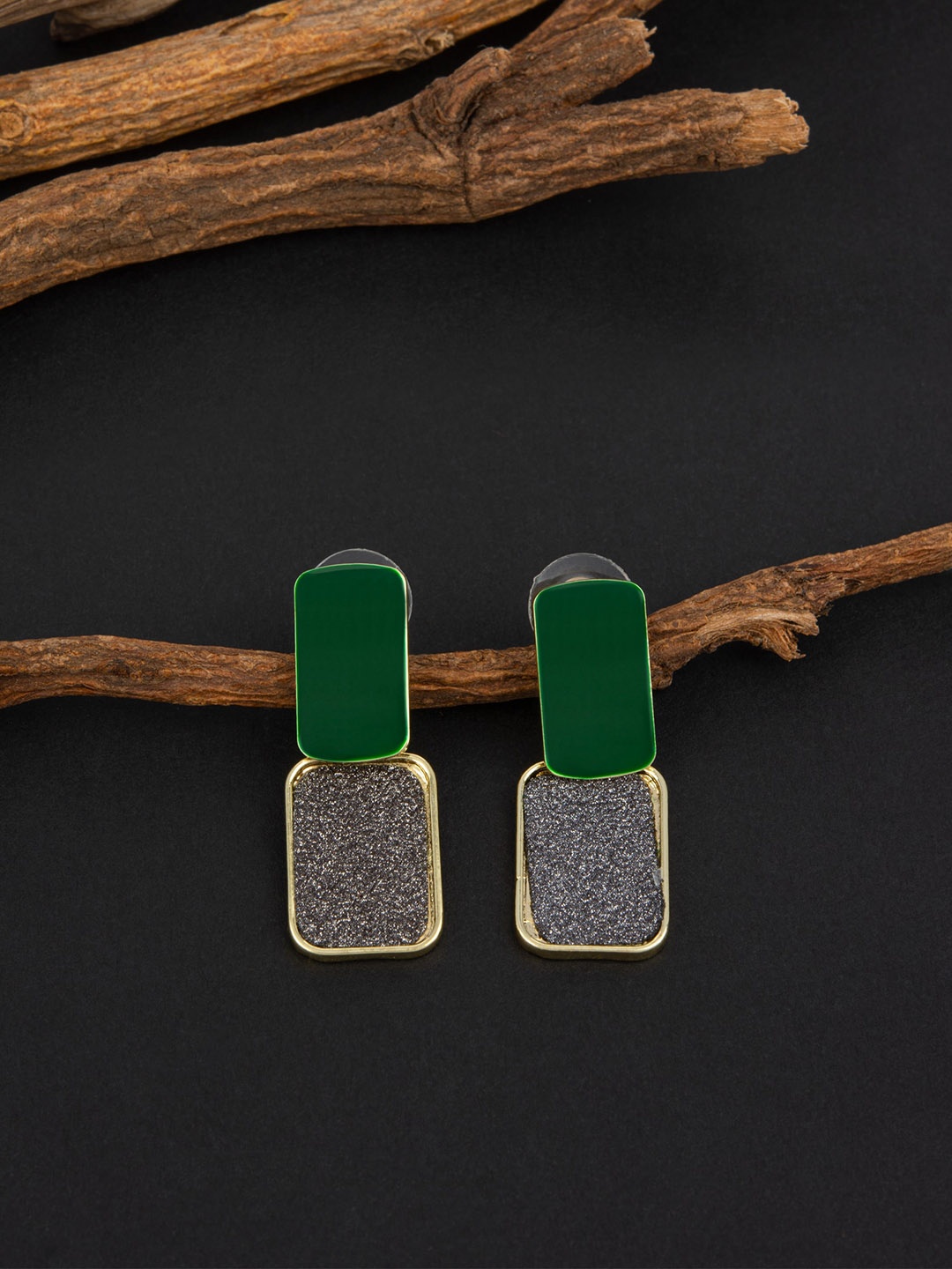 

E2O Gold-Plated Stone-Studded Drop Earrings