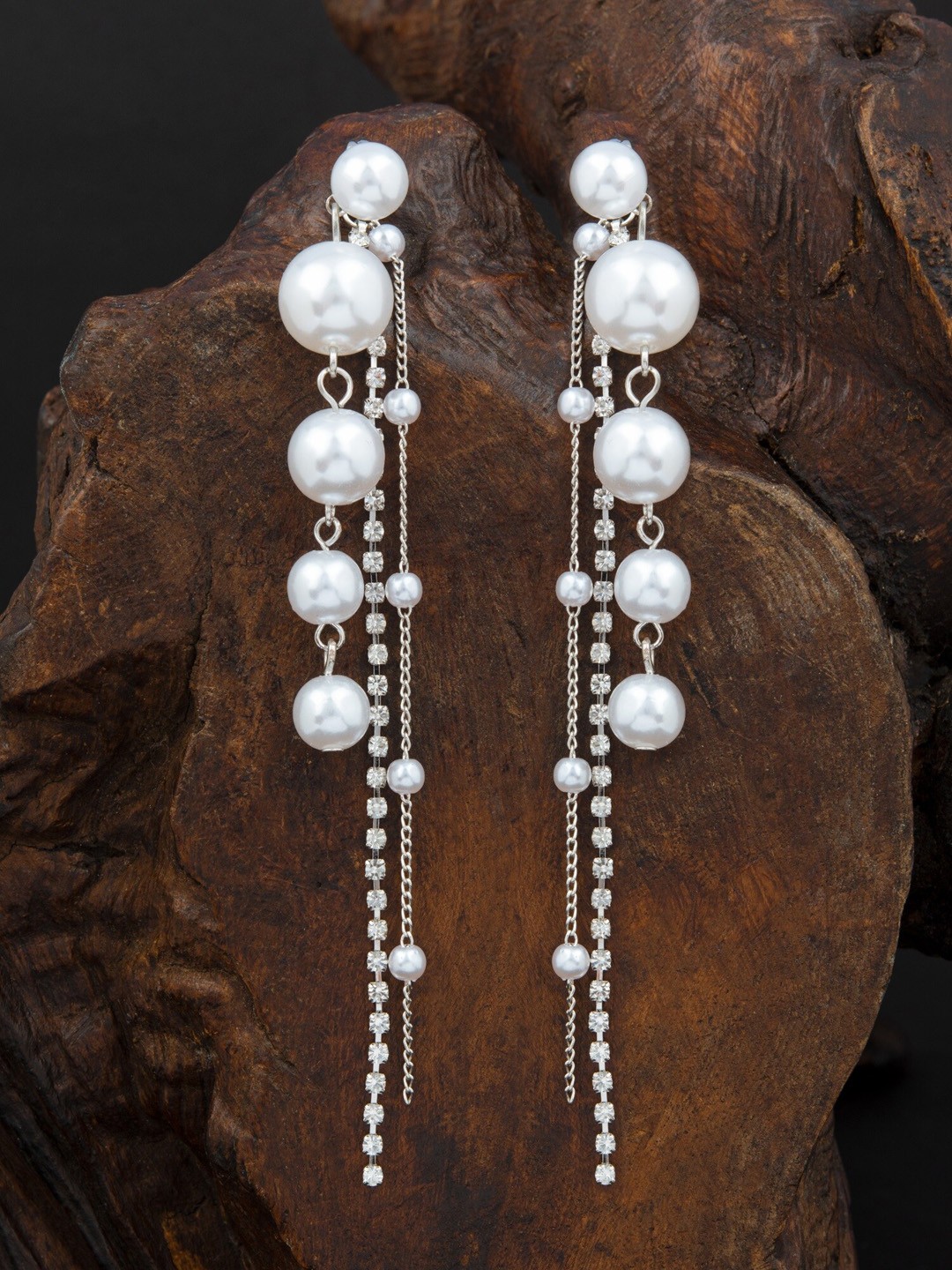 

E2O Silver-Plated Beaded Tasselled Drop Earrings