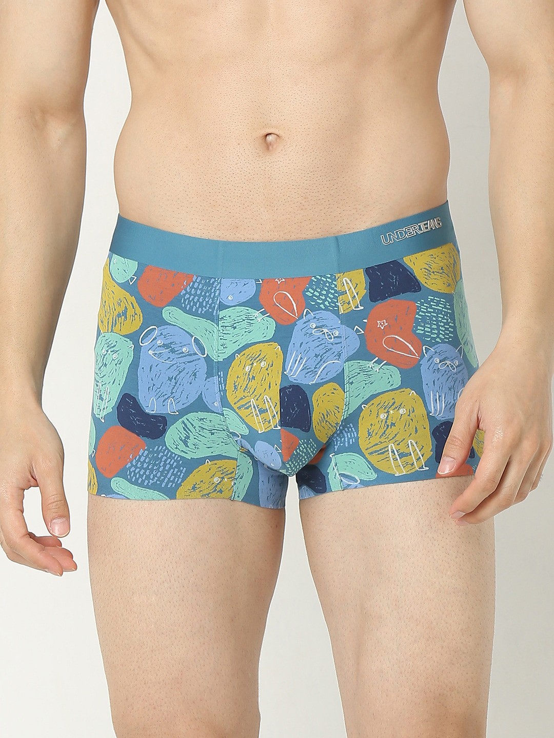 

UnderJeans by Spykar Conversational Printed Trunk UJNRPTSI102DULLBLUE14, Blue