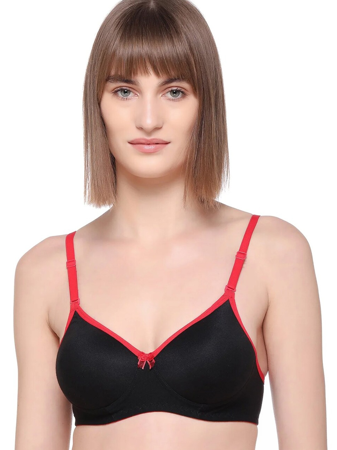 

SONA Medium Coverage Lightly Padded Cotton T-shirt Bra With All Day Comfort, Red