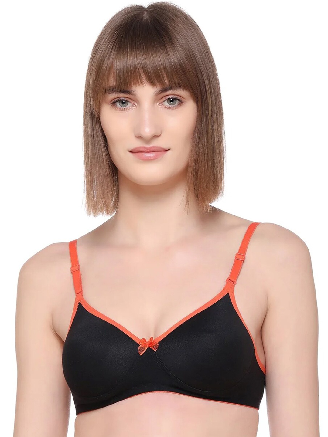 

SONA Medium Coverage Lightly Padded Cotton T-shirt Bra With All Day Comfort, Orange