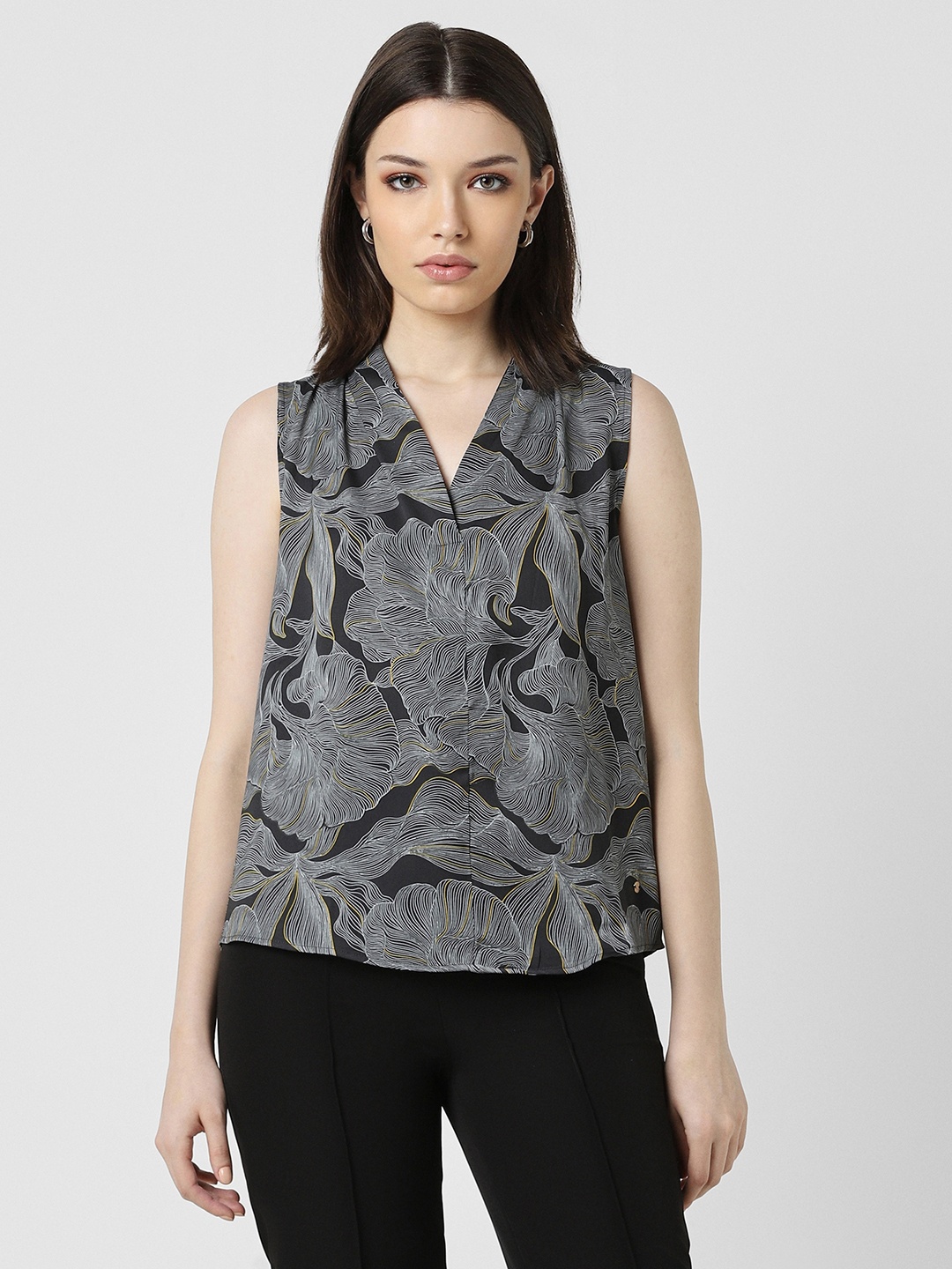 

Van Heusen Woman Grey Print Top