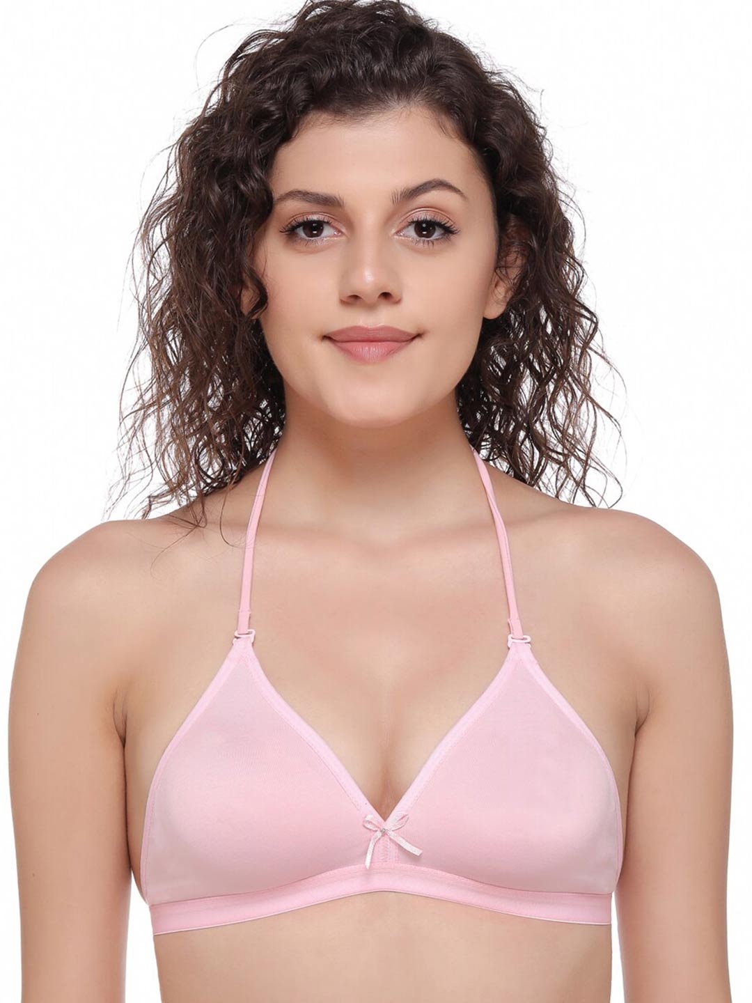 

SONA Medium Coverage Halter Straps Seamless Cotton T-shirt Bra With All Day Comfort, Pink