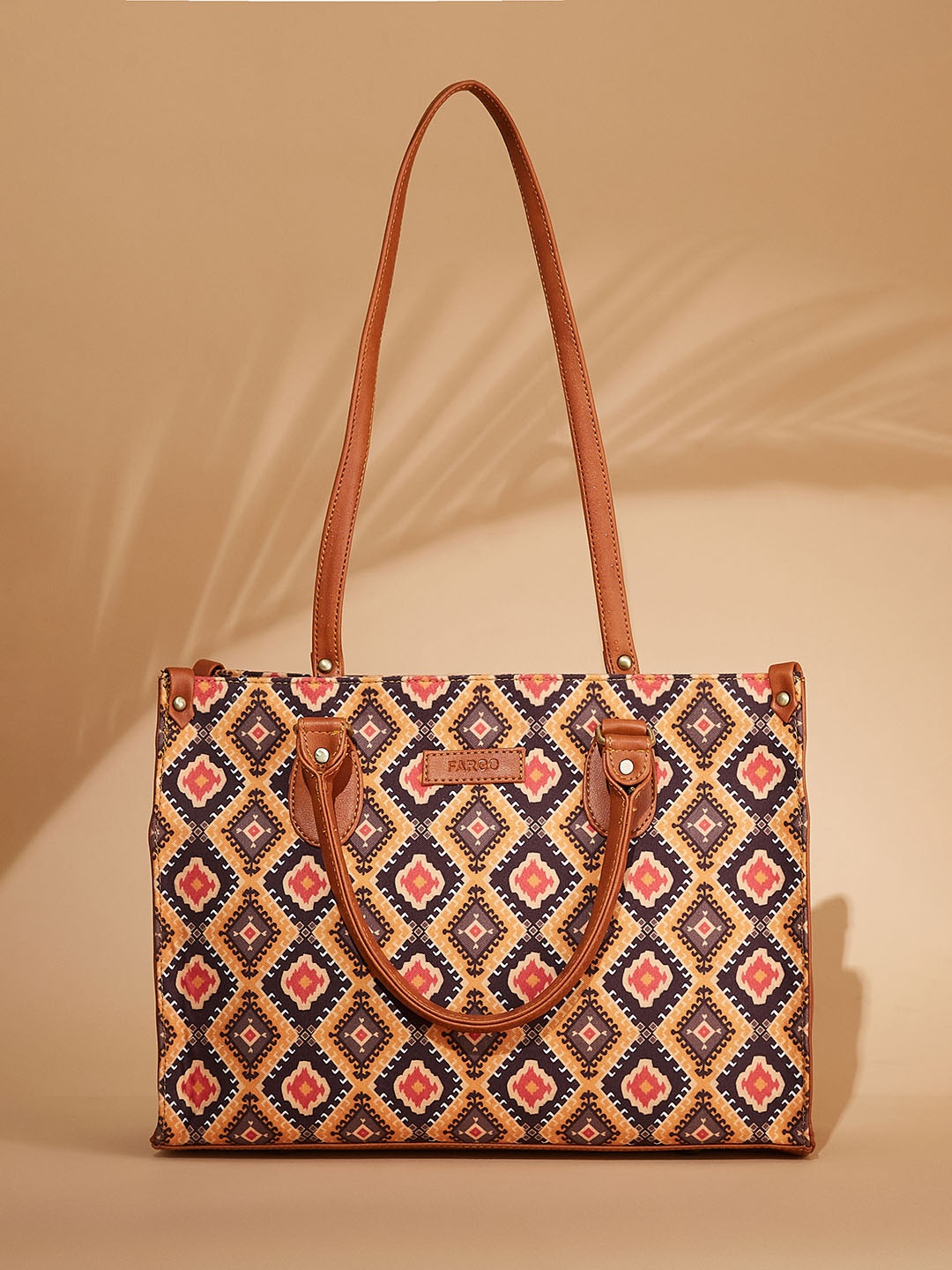 

FARGO Ethnic Motifs Printed Oversized 16 Inch Laptop Tote Bag, Orange