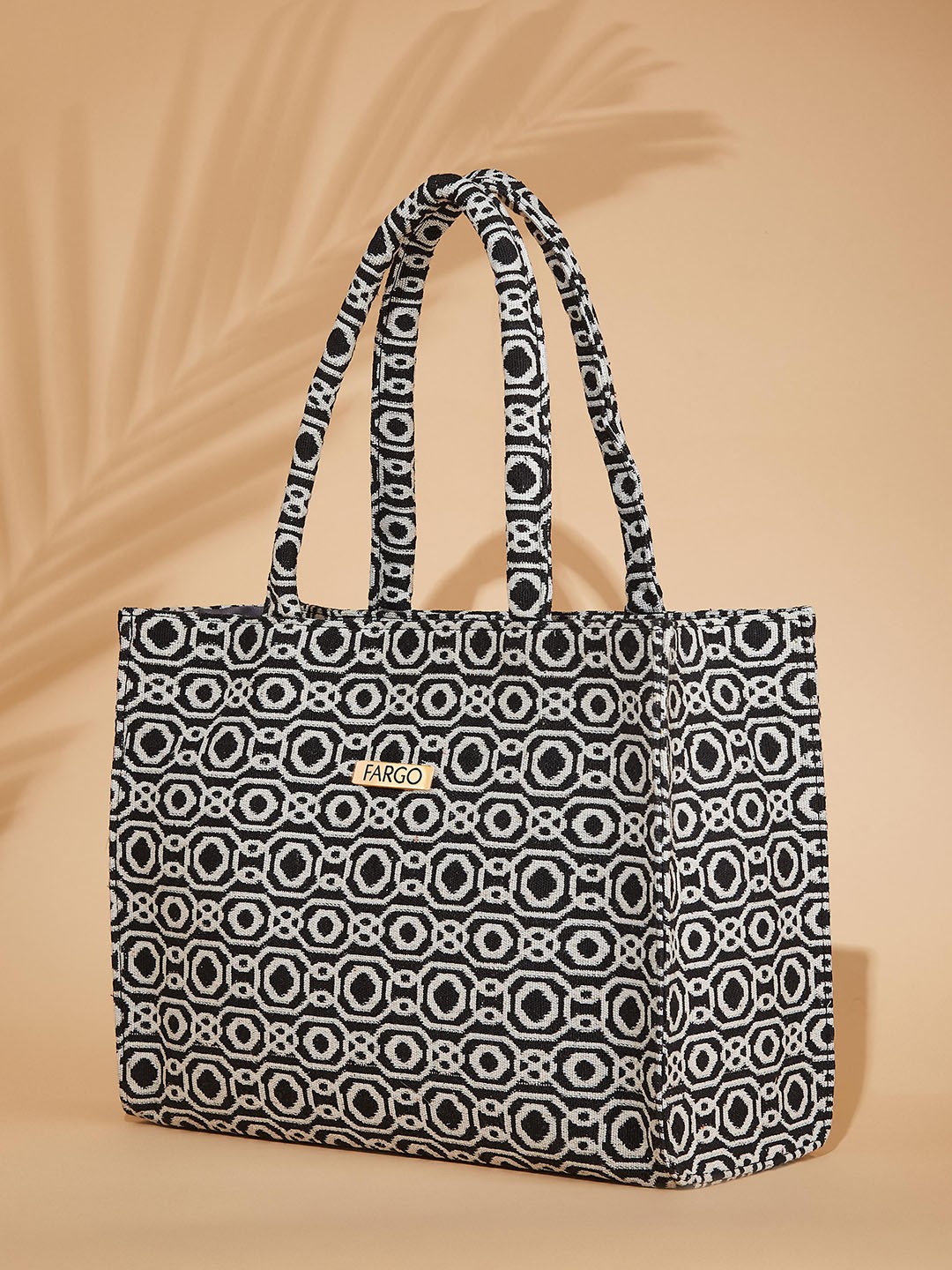 

FARGO Ethnic Motifs Printed Shopper Oversized Tote Bag, Black