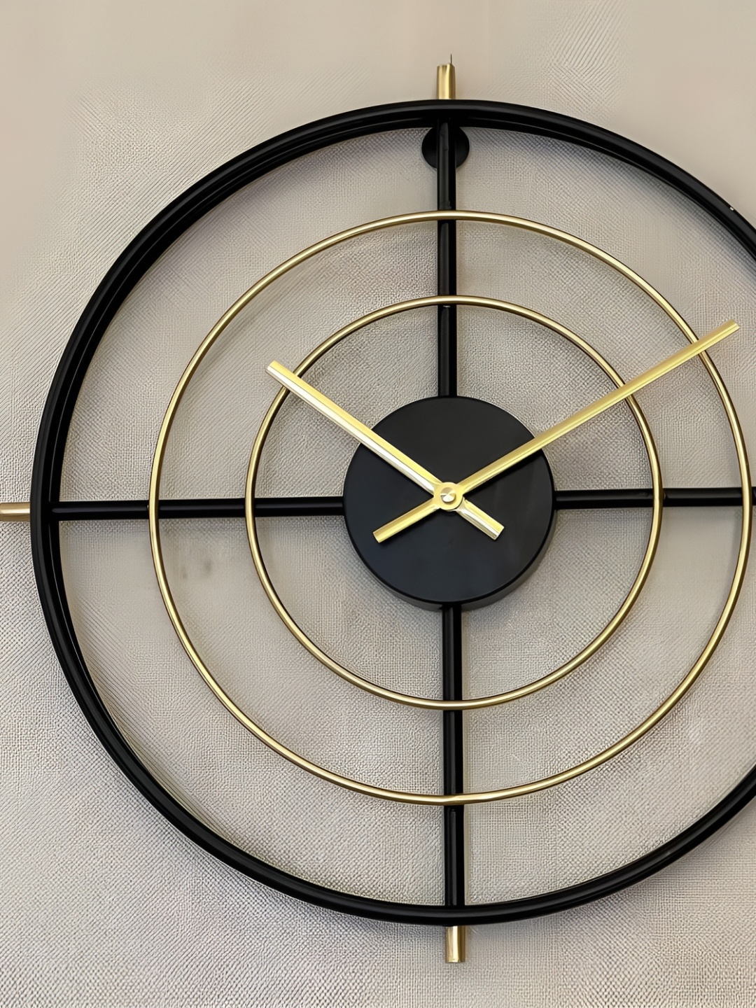 

CK HOMEZ Black & Gold Toned Textured Round Contemporary Metal Wall Clock