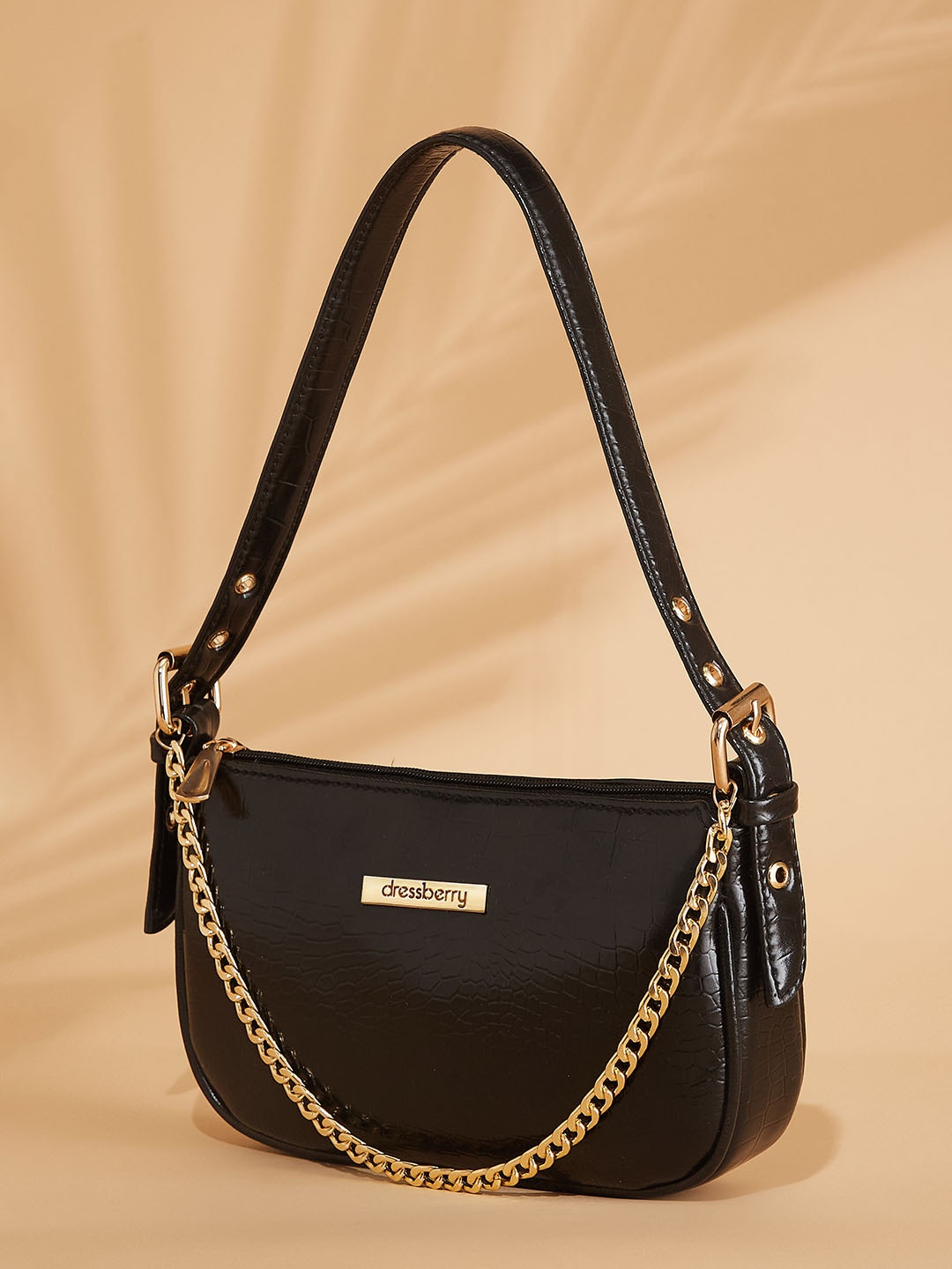 

DressBerry Black Textured Structured Sling Bag