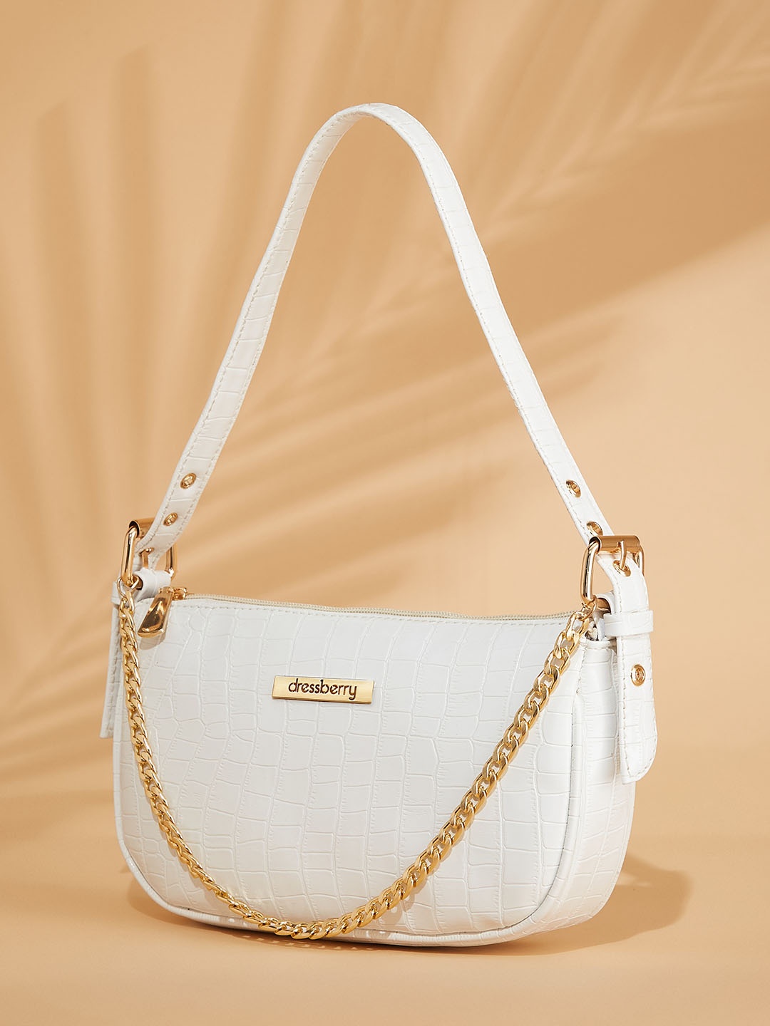 

DressBerry White Textured Shoulder Bag