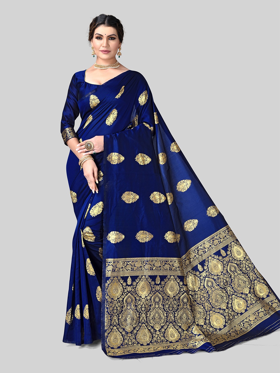 

DIVASTRI Woven Design Zari Pure Silk Kanjeevaram Saree, Blue