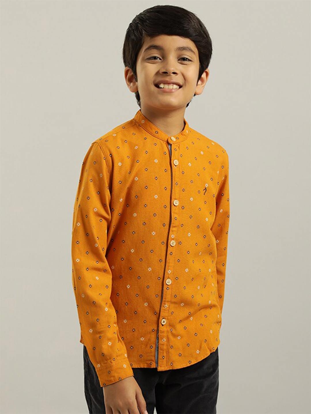 

Indian Terrain Boys Abstract Printed Cotton Casual Shirt, Orange