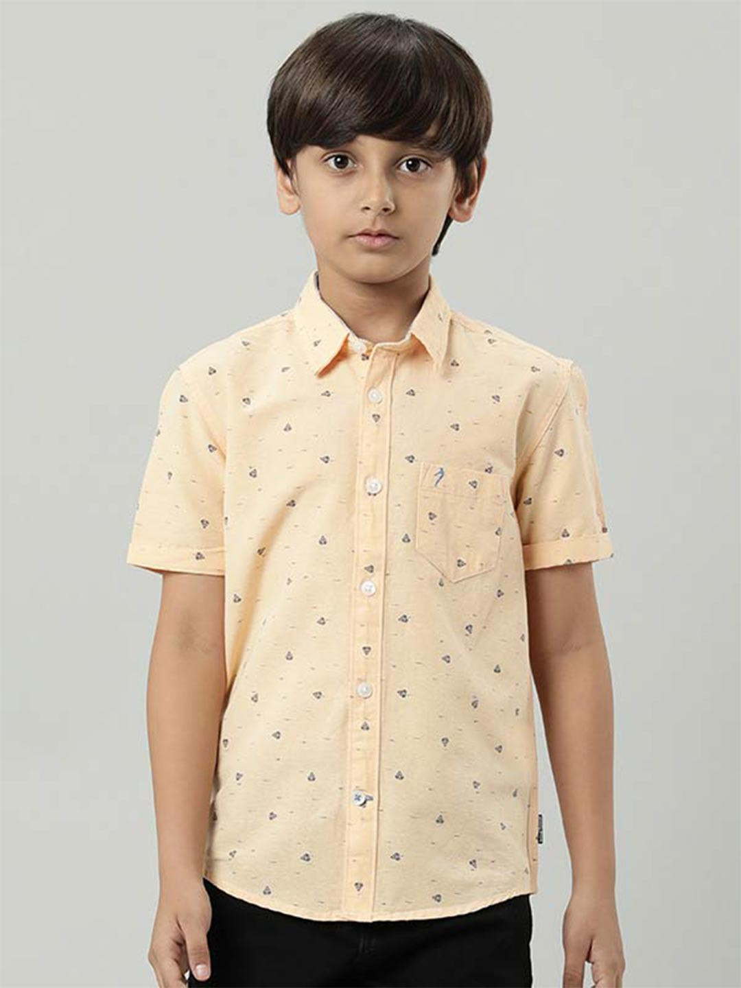 

Indian Terrain Boys Conversational Spread Collar Cotton Casual Shirt, Coral