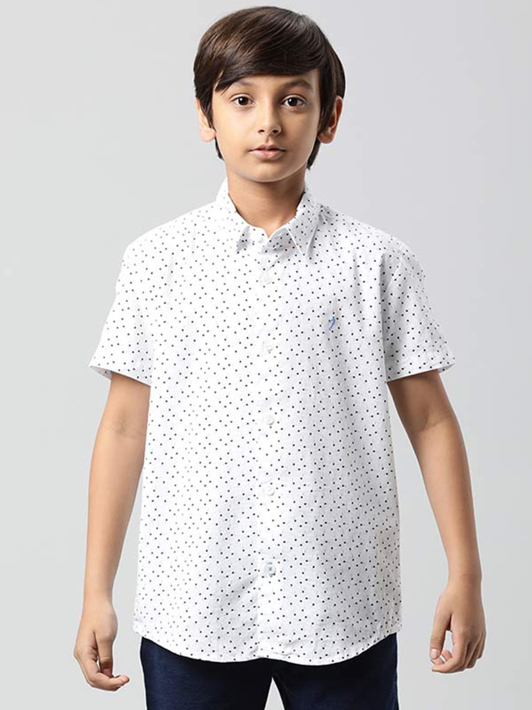 

Indian Terrain Boys Dot Printed Short sleeves Casual Shirt, White