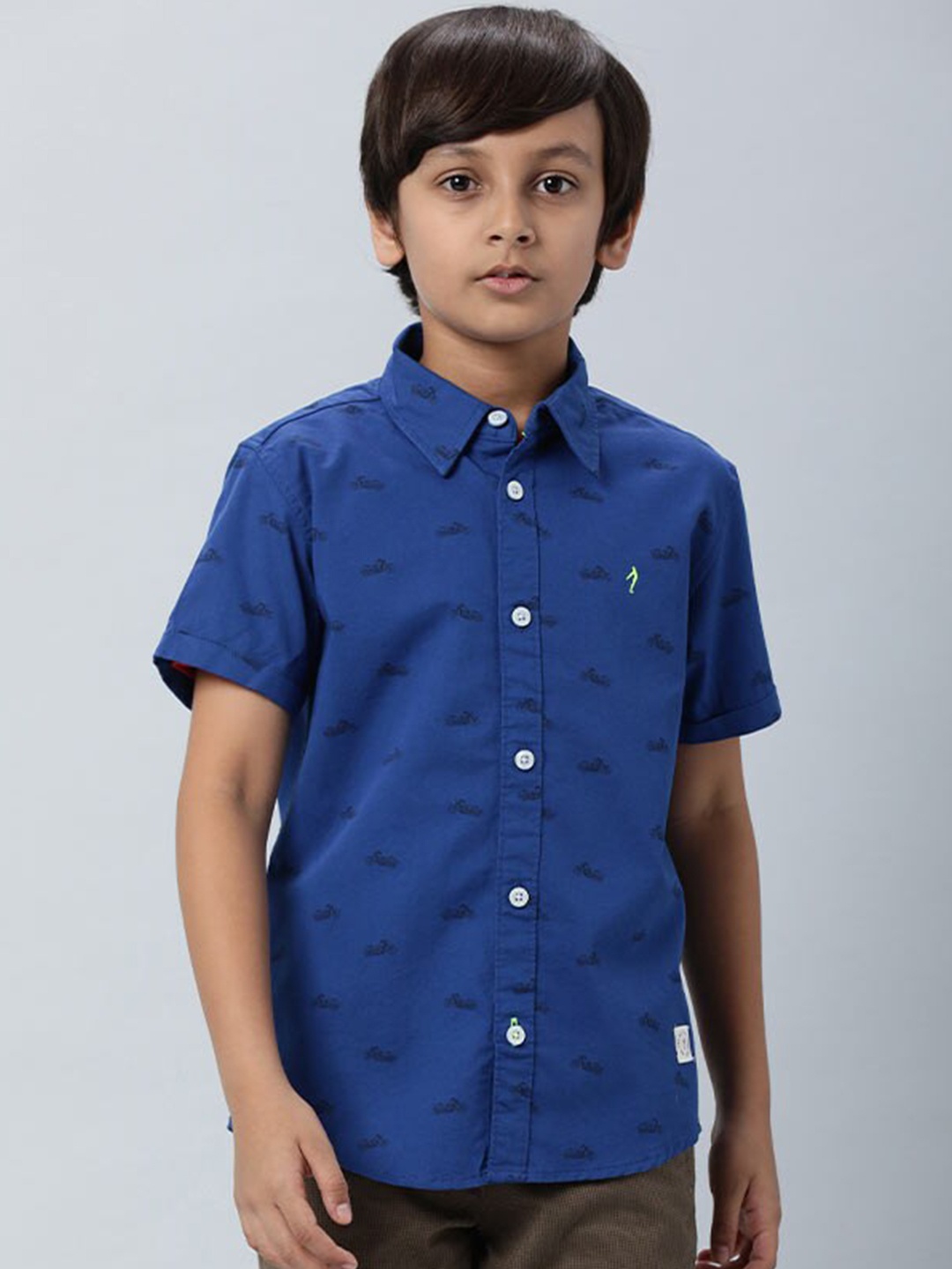 

Indian Terrain Boys Conversational Printed Cotton Casual Shirt, Navy blue