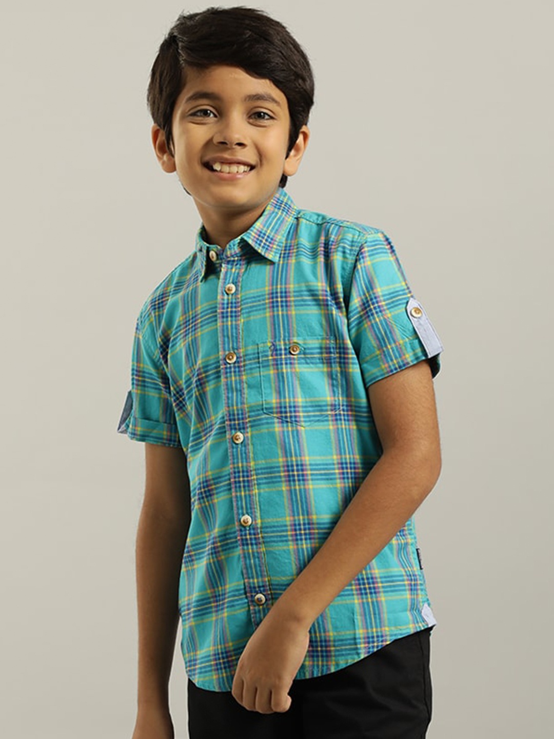 

Indian Terrain Boys Tartan Checks Opaque Checked Casual Shirt, Blue