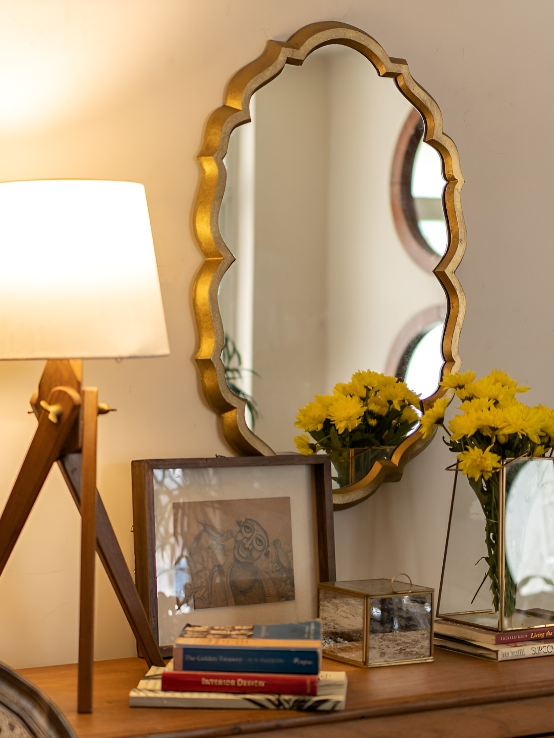 

CasaGold Morrocan Antique Mirror, Gold