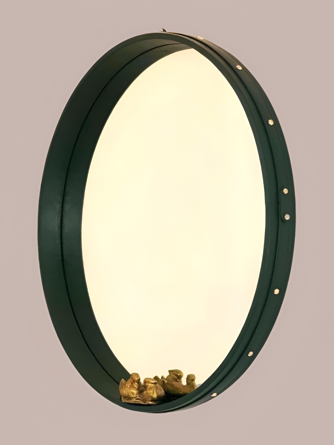 

CasaGold Olive Green Leather Wall Mirror