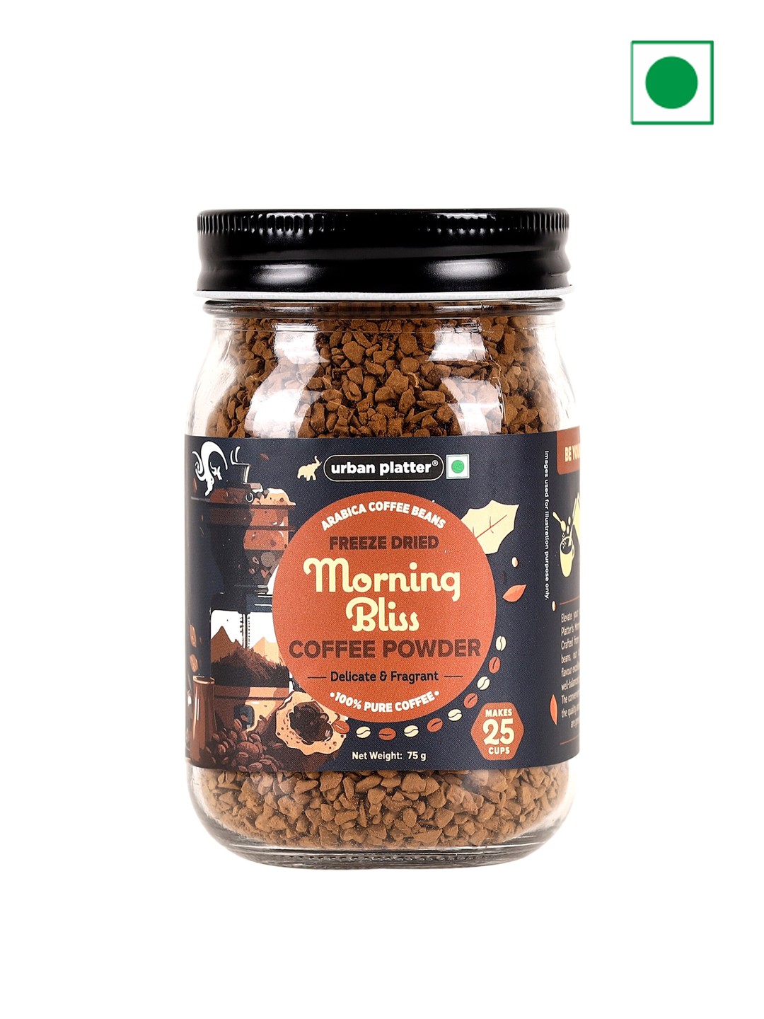 

URBAN PLATTER Freeze Dried Morning Bliss Coffee Powder-75 g, Coffee brown