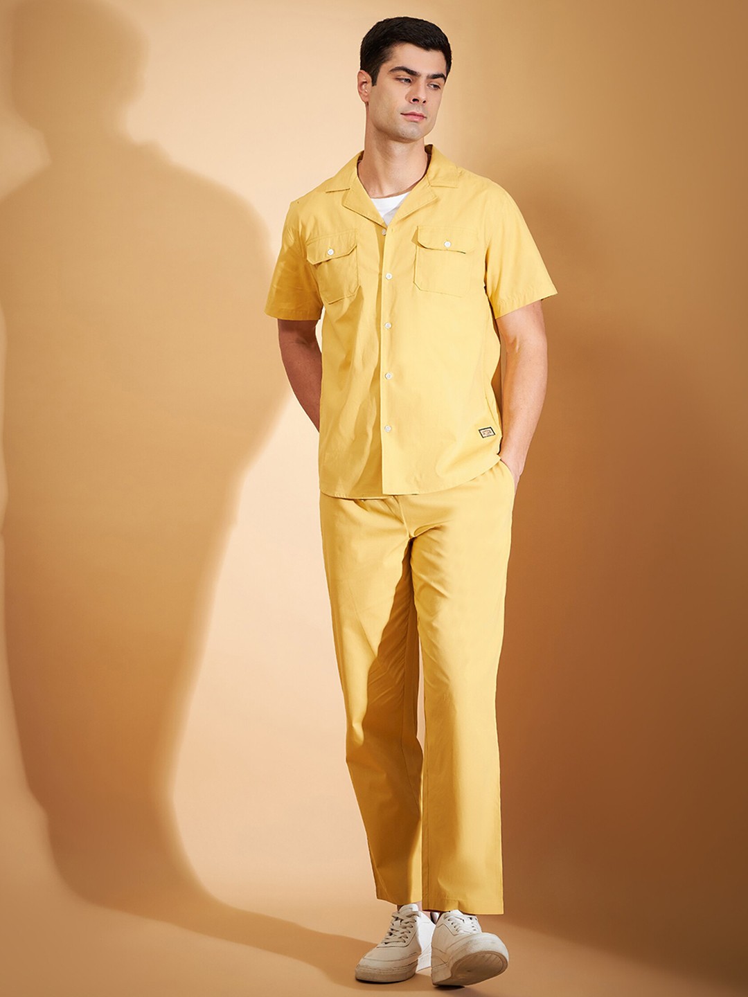 

DENNISON Shirt Collar Pure Cotton Shirt & Trousers, Yellow