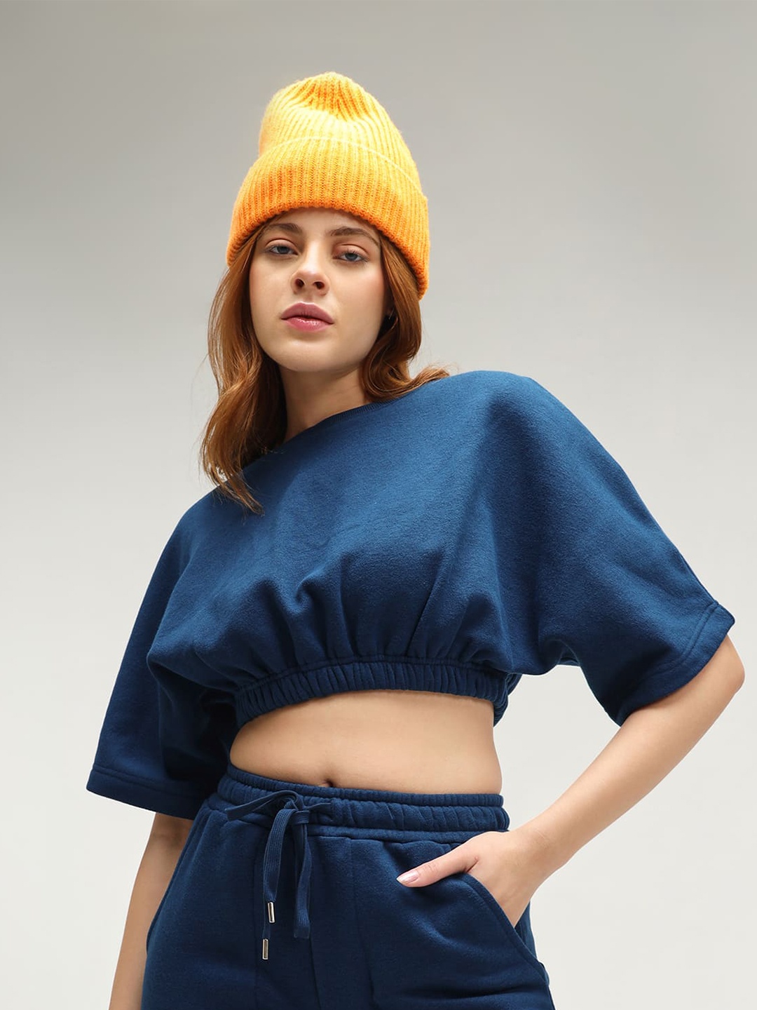

CAVA Extended Sleeves Lounge Crop Top, Blue