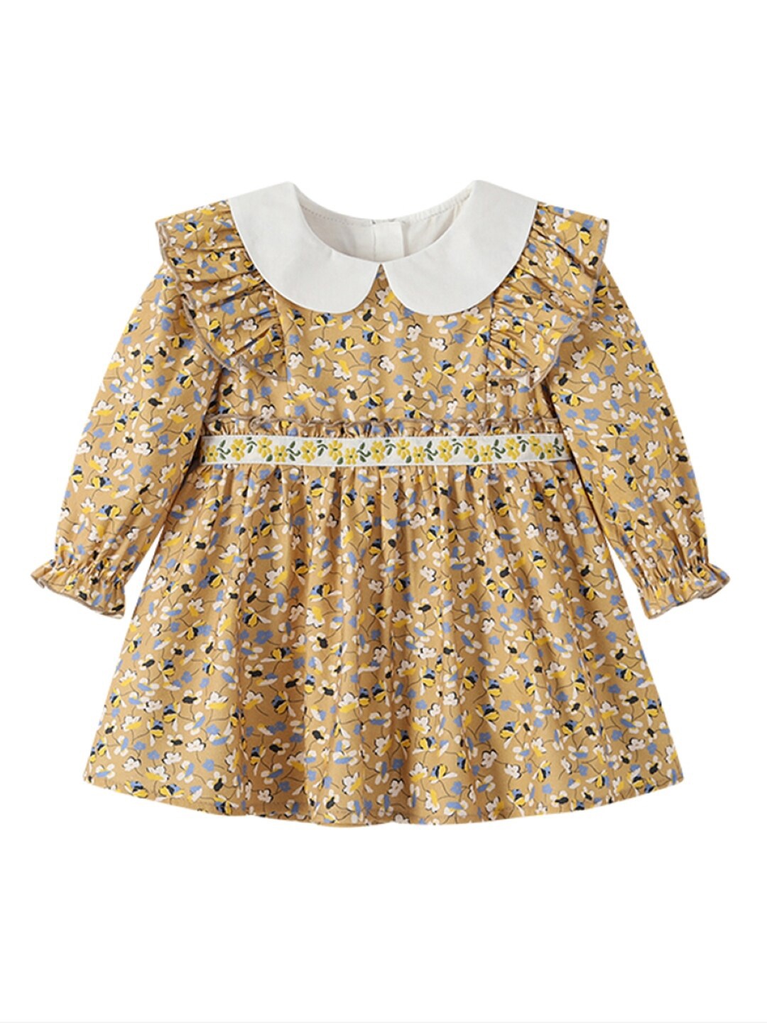 

StyleCast Floral Printed Peter Pan Collar Casual Cotton Fit and Flare Dress, Yellow