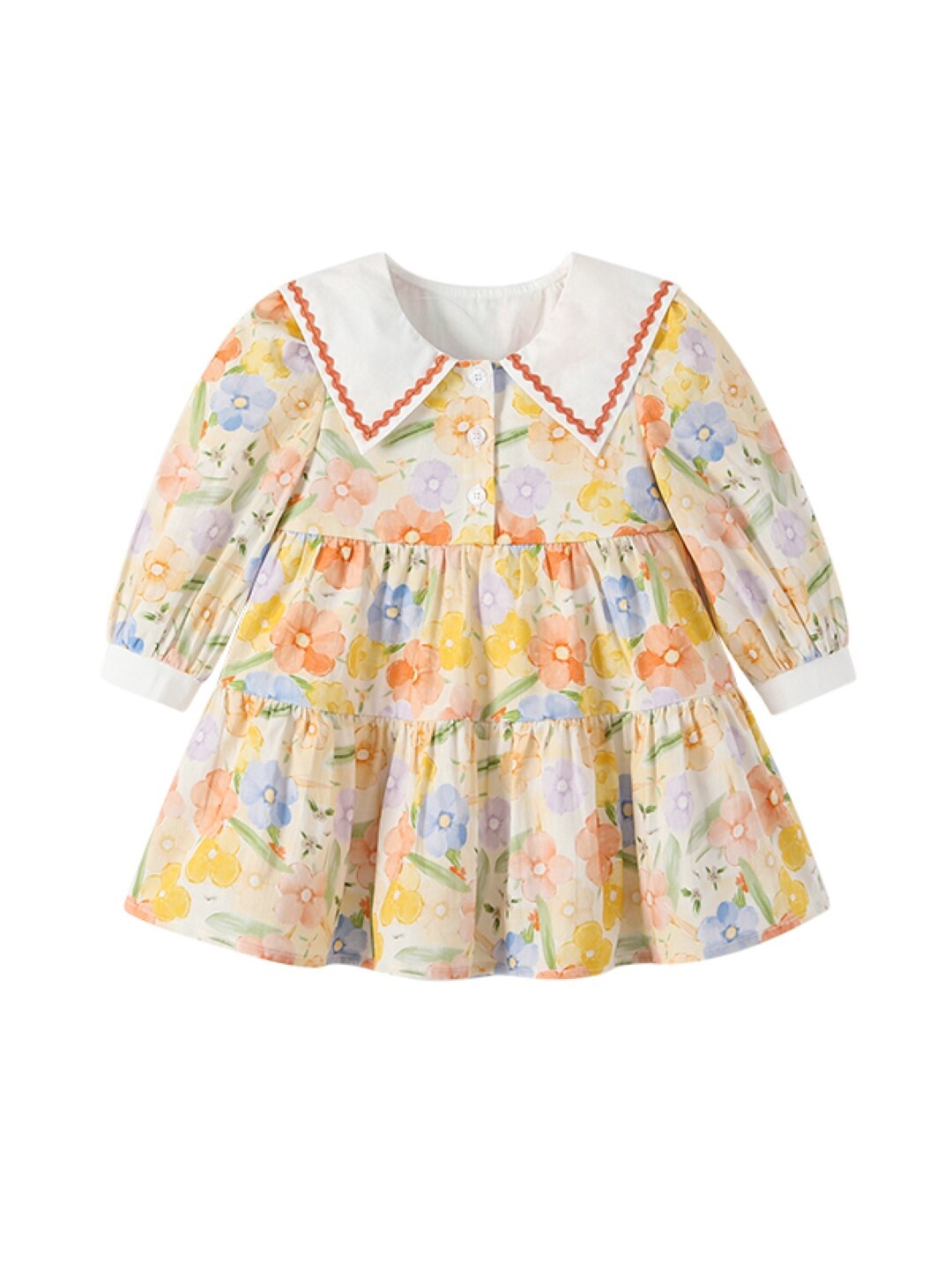 

StyleCast Girls Floral Print Peter Pan Collar A-Line Dress, Yellow
