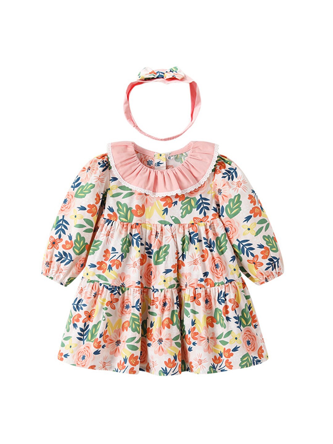 

StyleCast Girls Floral Print Round Neck A-Line Dress, Pink