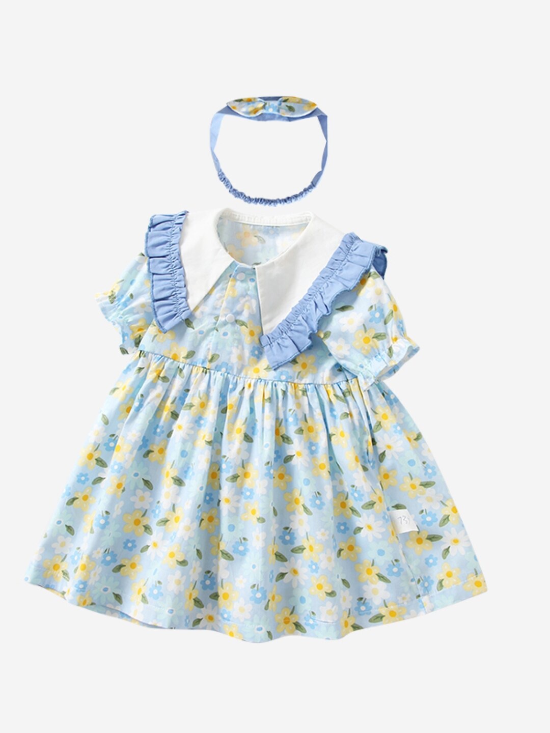 

StyleCast Girls Floral Print Peter Pan Collar A-Line Dress, Blue