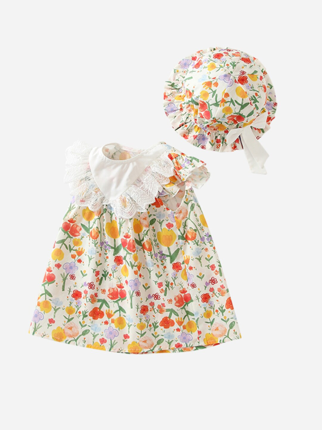 

StyleCast Girls Orange Floral Print Round Neck Cotton A-Line Dress