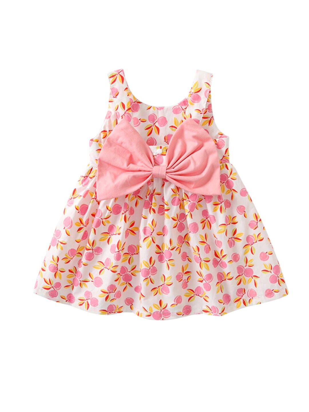 

StyleCast Girls Pink Floral Printed Round Neck Pleated Cotton A-Line Dress