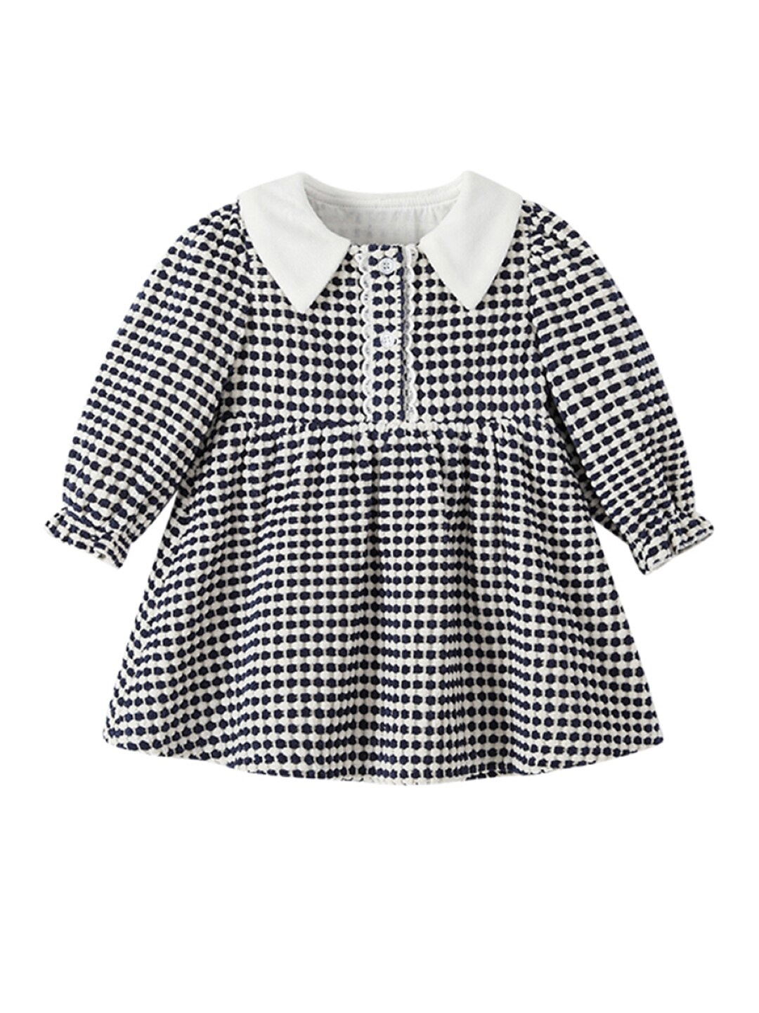 

StyleCast Girls Black Shirt Collar Checked A-Line Dress