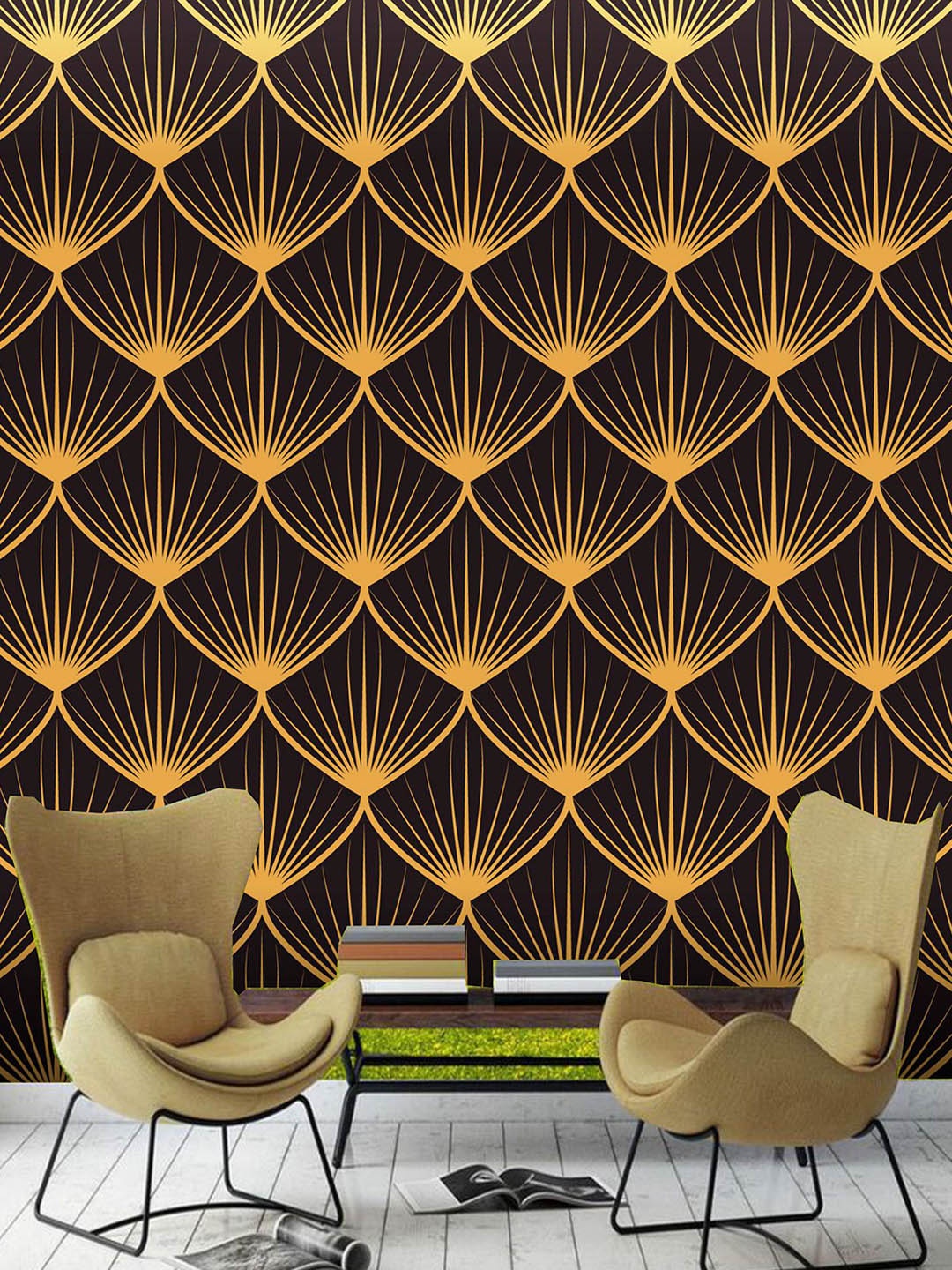 

KSHIRSA Black & Gold Toned Abstract Printed Self Adhesive Laminated Wallpaper