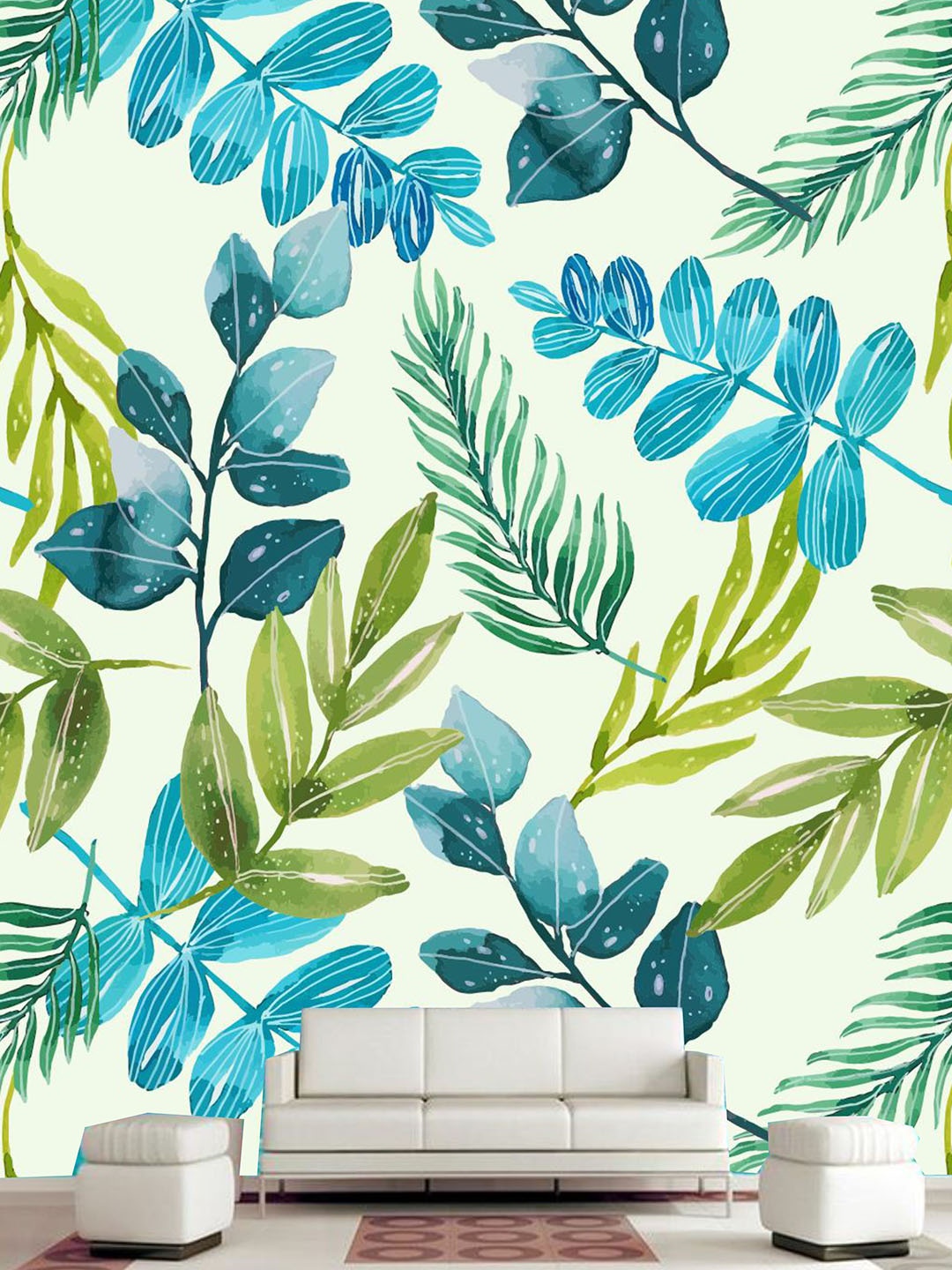 

KSHIRSA Green & Blue Floral Printed Self Adhesive Laminated Wallpaper