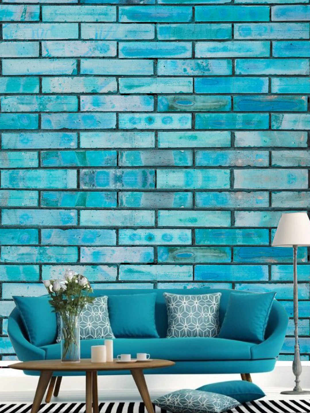

KSHIRSA Blue Printed Self Adhesive Laminated Wallpaper